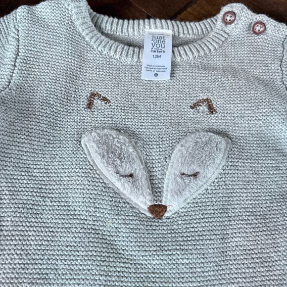Carter’s Boys 12 Month Knit Pullover Sweater Gray Fox - Picture 2 of 6